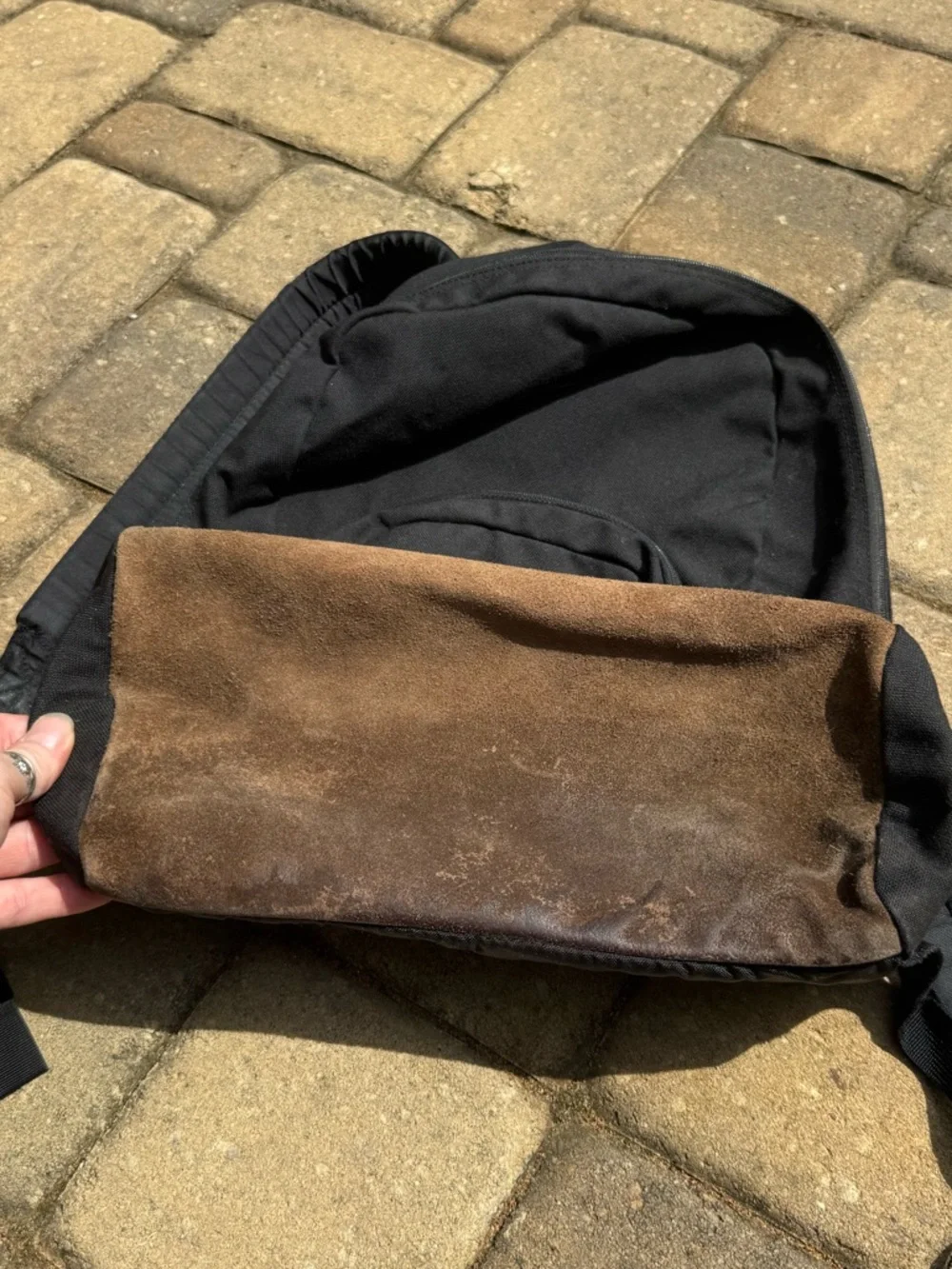 Nike Backpack Black Brown Leather Bottom Vintage Y2K School Bag